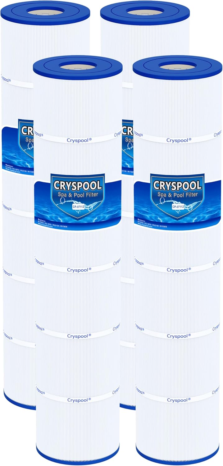 Cryspool® 07112 Filter Compatible with Clean and Clear Plus 520, CCP520, PCC130, R173578, 178585, 817-0143, C-7472, FC-1978, 4×125 Sq. Ft Pool Filter Cartridge, 4 Pack