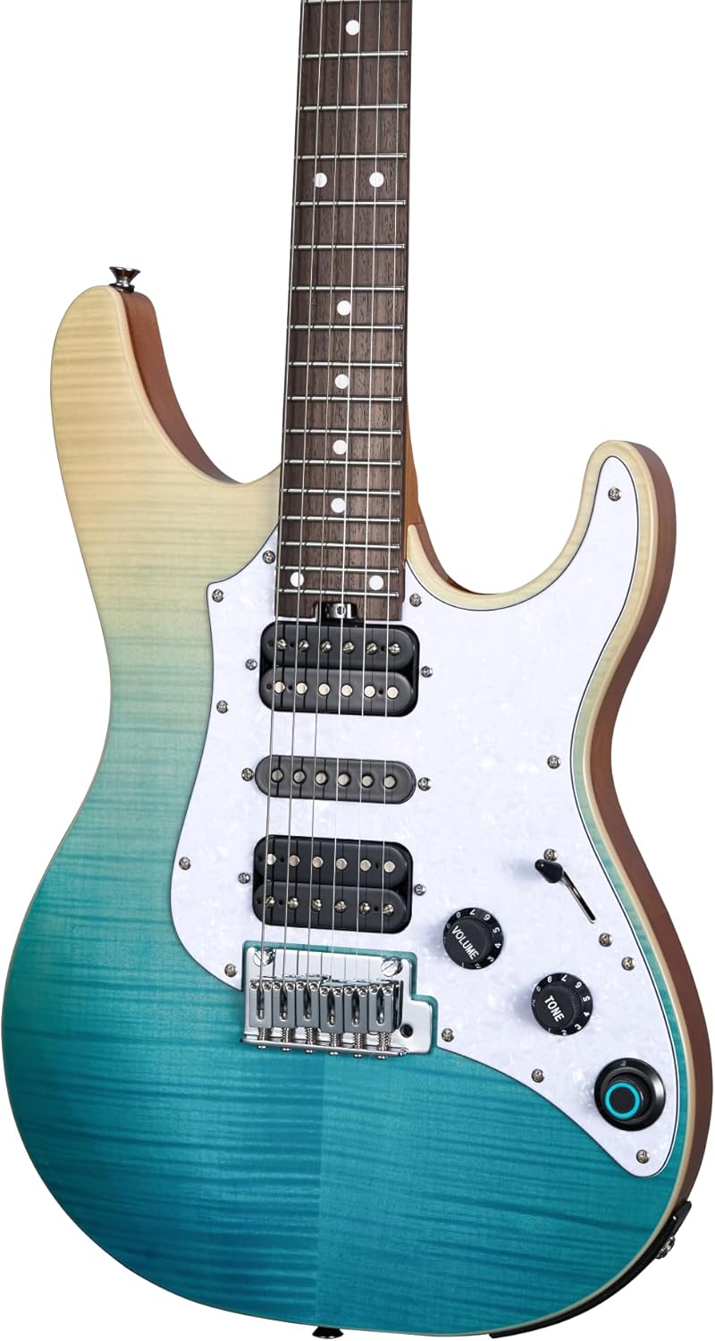 GTRS SL810 Smart Electric Guitar Kit with Stero Output，Effects System, HHS Pickup, Loop Drum Machine, 12 Hours Battery Life, Rosewood Fretboard(blue)