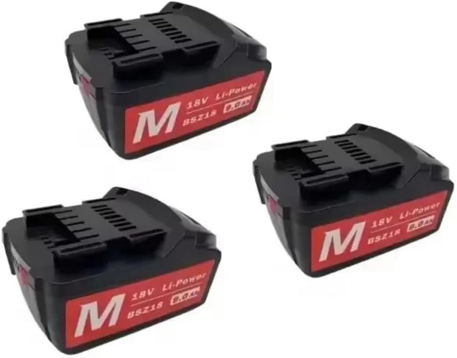 18V 3.0Ah/6.0Ah/9.0Ah Lithium-Ion Rechargeable Battery Replacement Compatible with Metabo Cordless Tools BSZ18, 625592000, 625591000, Angle Grinder/Wrench/Drill Models(18V 9.0Ah Battery 3)