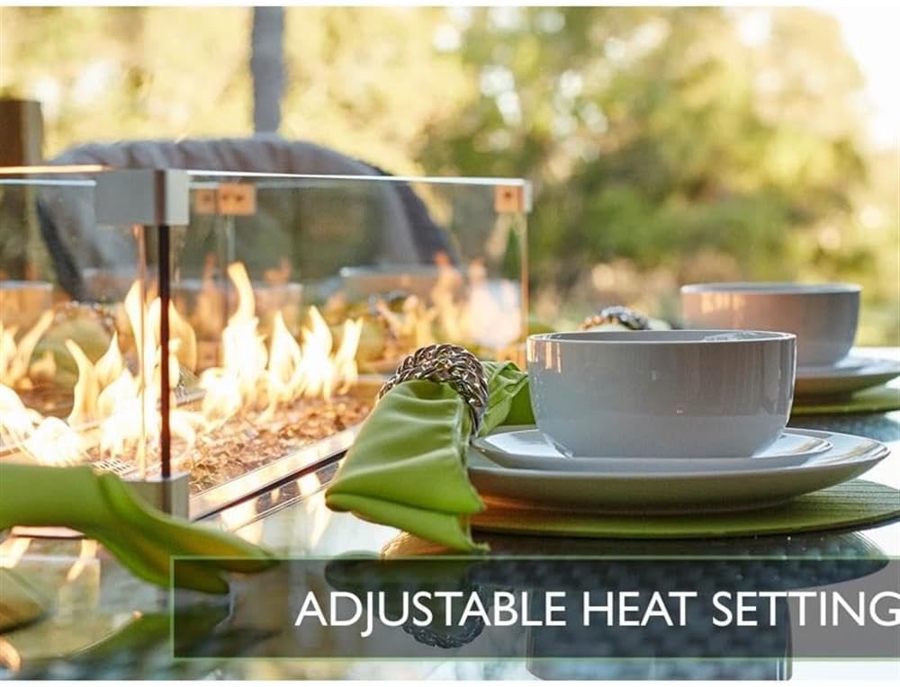 Direct Wicker Brown Aluminum Fire Pit Dining Table with Tempered Glass