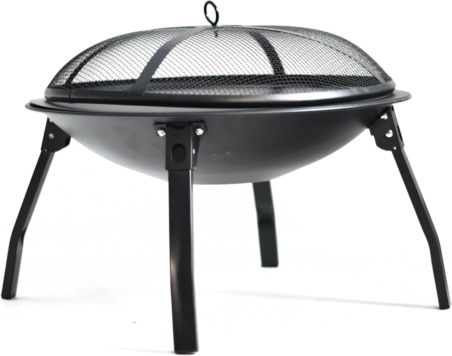Collapsible Fire Pit,Fire Brazier,with Spark Guard,Storage Bag,for Terrace,Charcoal Fire,Heating,Diameter 55cm,Steel,Black