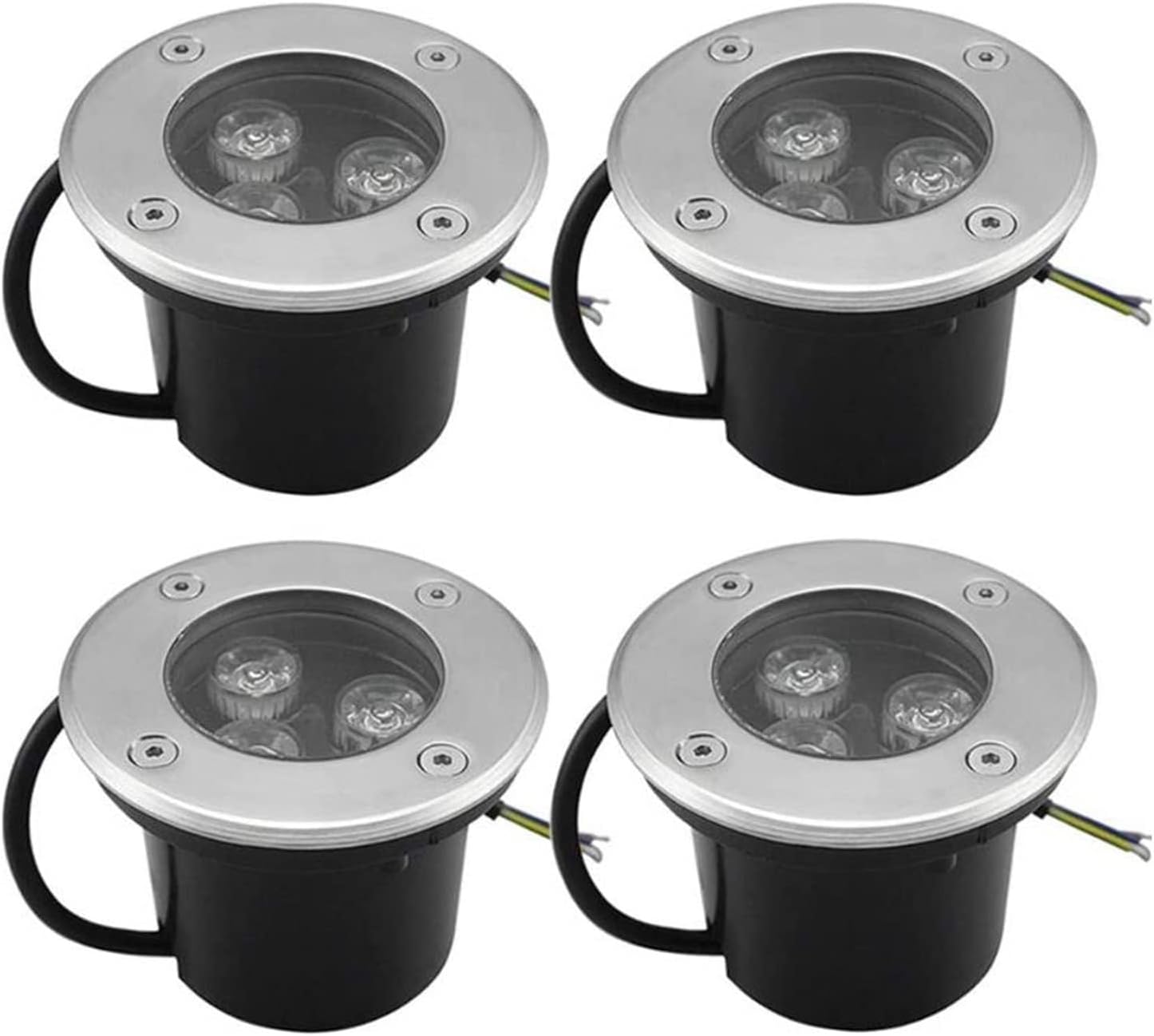 4PCS Ground LED Landscape Lights - Landscape Lights, 85-265V Outdoor Path Step Lights, IP65 Waterproof Recessed Landscape Lighting, Outdoor Underground Light, for Garden, Yard, Driveway/Deck