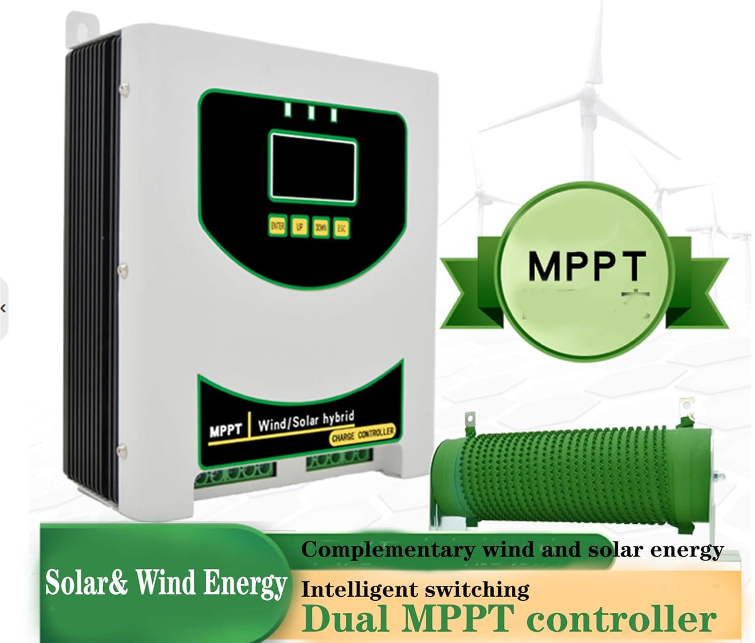 24V, 12000W Wind Solar Hybrid System MPPT Charge Controller with Dump Load Wind Turbine Generator Solar Panel 12V 24V Auto 48V Regulator 220V