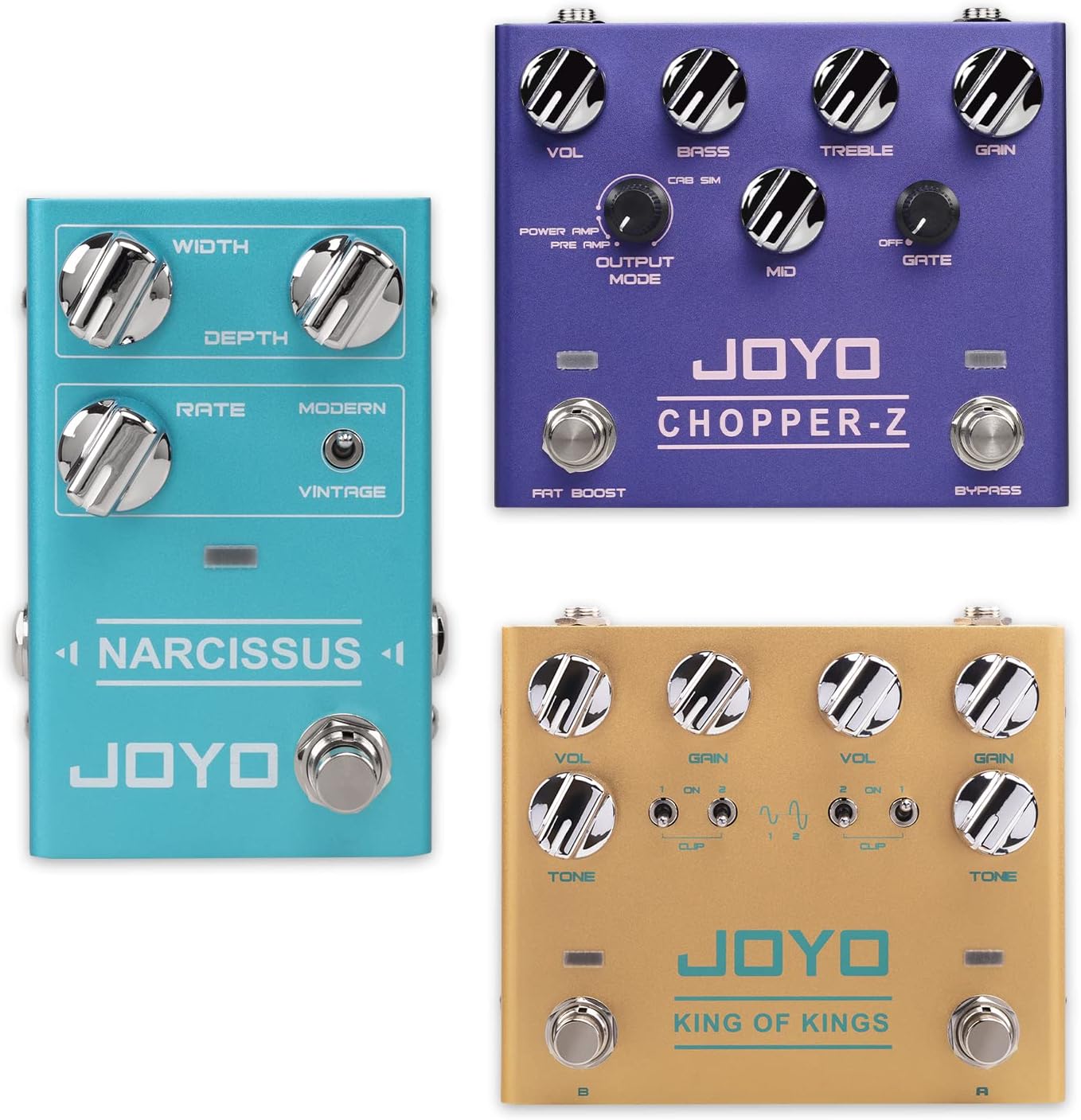 JOYO R-18 High Gain Amp Simulation All-in-one Pedal, R-20 Dual Crunch Overdrive Pedal and R-22 Chorus Pedal Semi-Analog Circuit