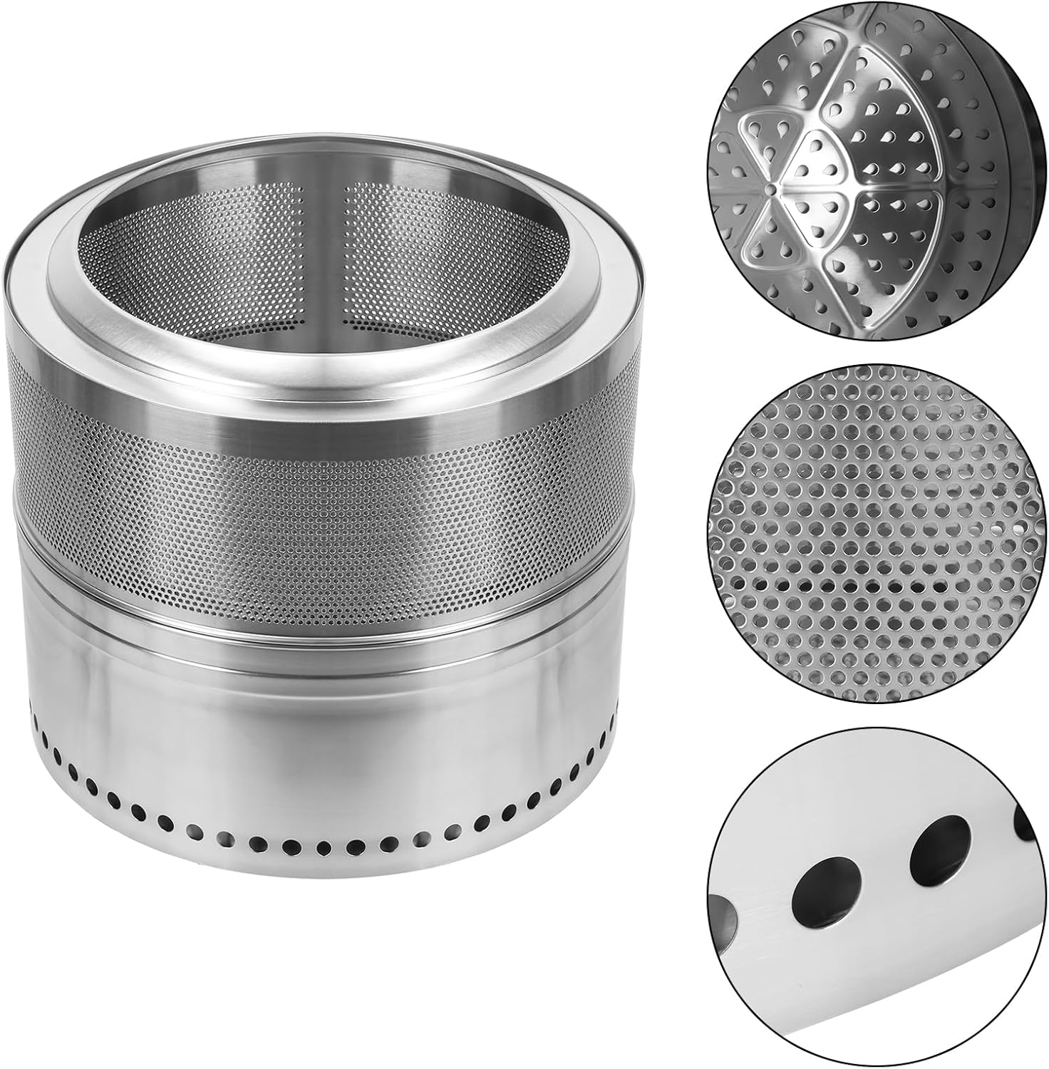 Smokeless Firepit Wood Burning BBQ Firepit Portable Outdoor Wood Burning Fireplace with Ash Tray, Stainless Steel Detachable Bonfire Firepit for Outside Camping 50 cm