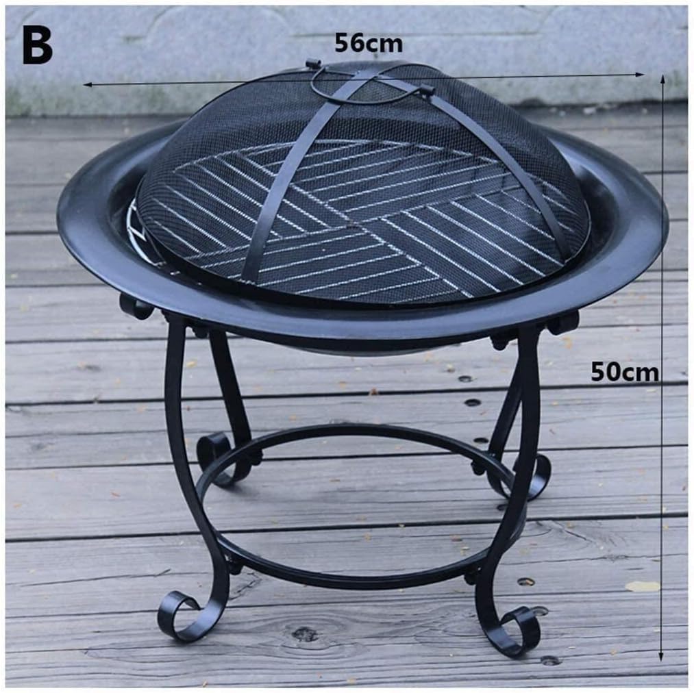 Garden Fire Pit Portable Grill Barbecue Rack Outdoor Fire Large Bonfire Wood Burning Patio Grill Firepit for Grill CharGrill with Spark Screen with Cover BBQ Cooking for Camping 40 * 36cm ()