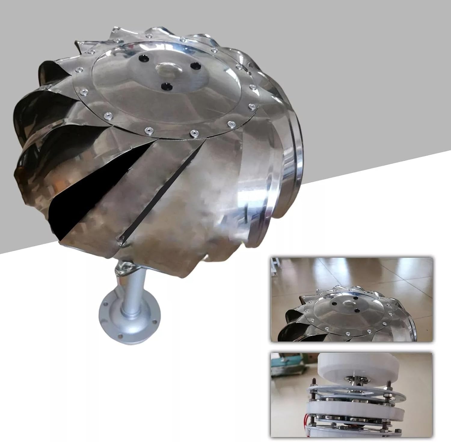 Mini Wind Ball Vertical Wind Turbine, 20W Ironless Core Generator, 16 Stainless Steel Blades, Low Start Wind Speed, Waterproof Durable Neodymium Alloy Base