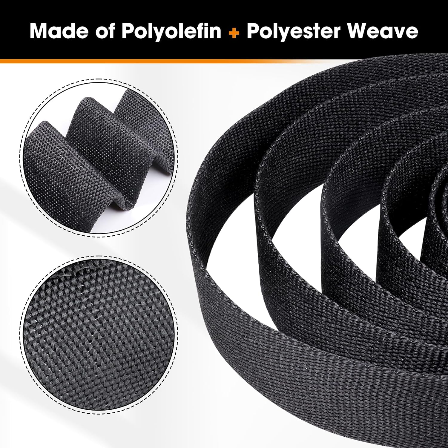 Electrical Flat Heat Shrink Tubing, High Ratio Car Amplifier Farbric Heat Shrinkable Braided Sleeving Cord Protection for Cable Sheathing (Black(2 in 1 Shrink Ratio), 1''-30FT)