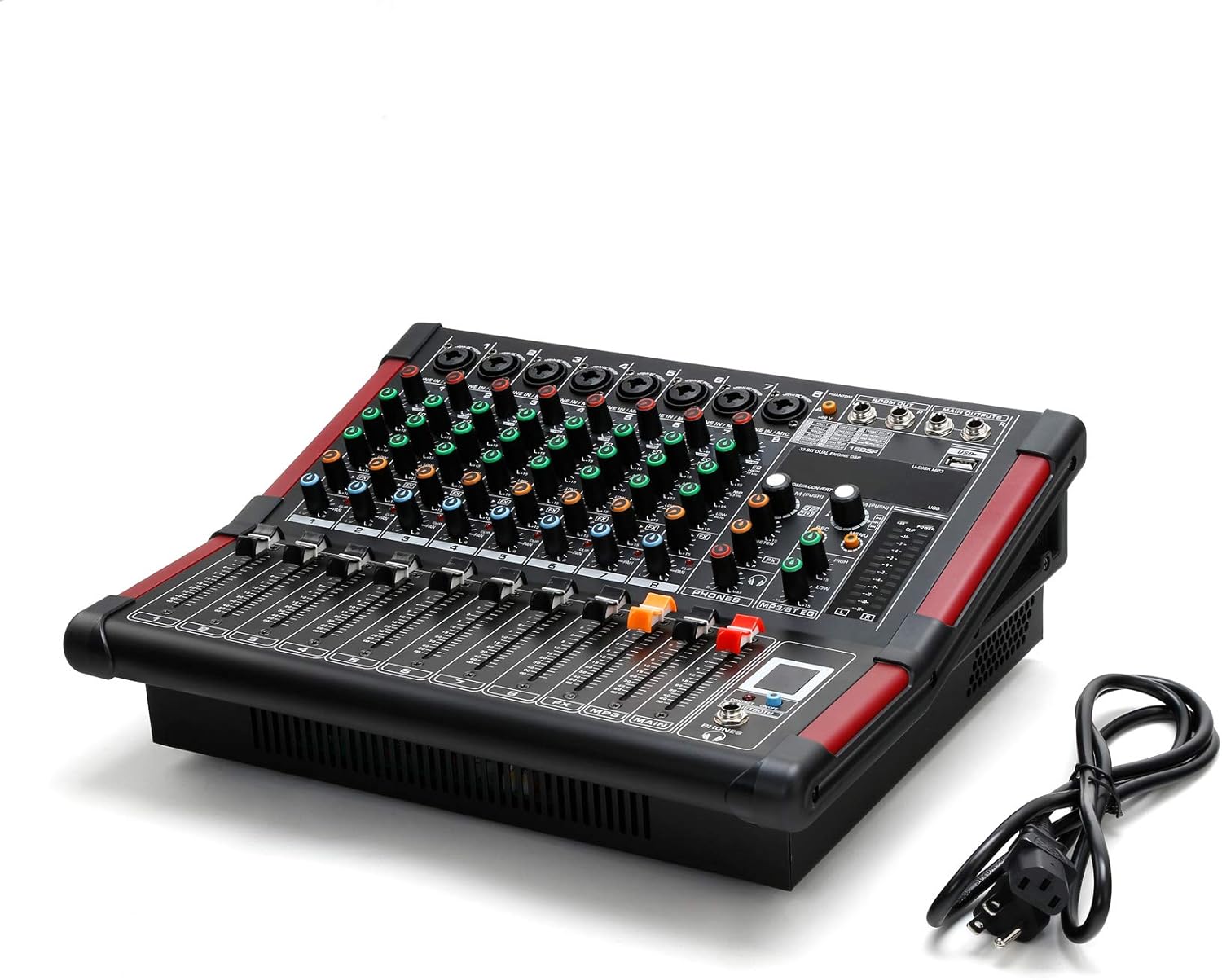 TC-Home 8 Channel Powered Mixer Professional Mixing Amplifier 16DSP TRS USB Bluetooth Home Recording