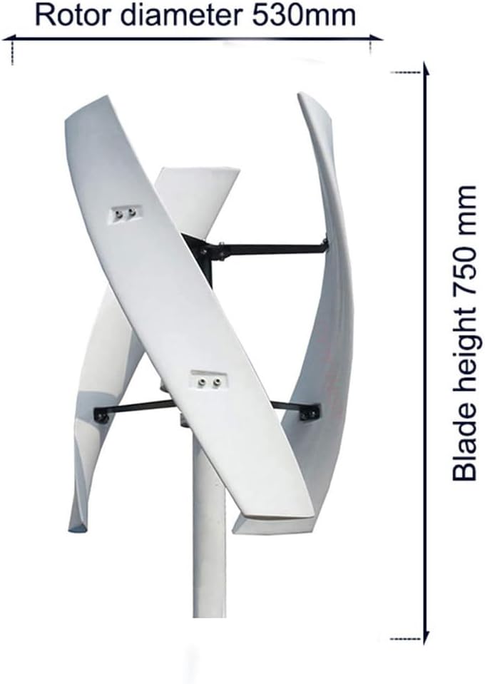 3000W Low Wind Speed Vertical Axis Turbine Generator 12V 24V 48V 220V with MPPT Controller Portable Wind Turbine Kit for Hybrid Wind Solar System (White)