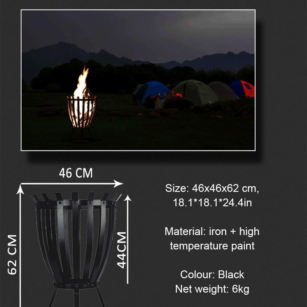 Campfire Stove with Chassis Firewood Stove, Outdoor Camping Party Large Wooden Campfire Stand Firewood Stove Charcoal Barbecue Grill