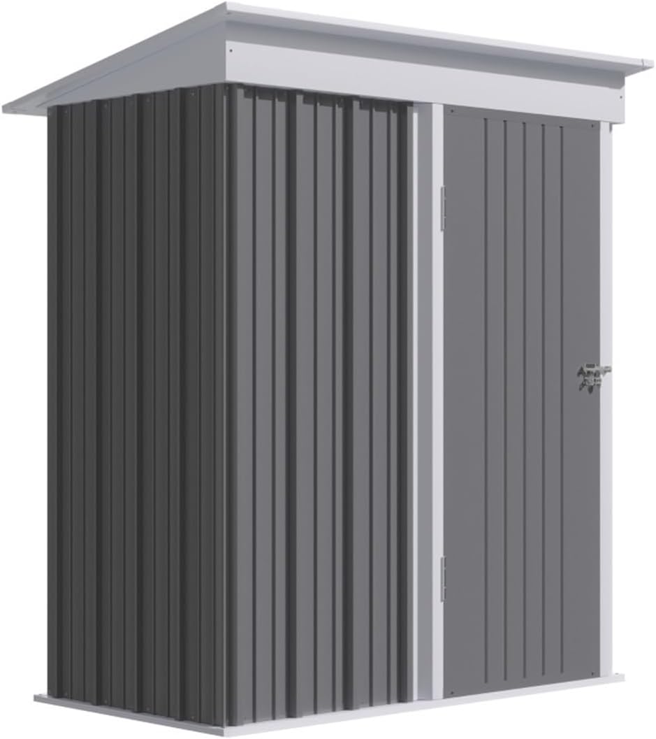 Garden Sheds Grey Outdoor Sheds Storage with Floor, Small Shed with Adjustable Shelf, Lock, for Backyard Gardens Outdoor Storage Sheds