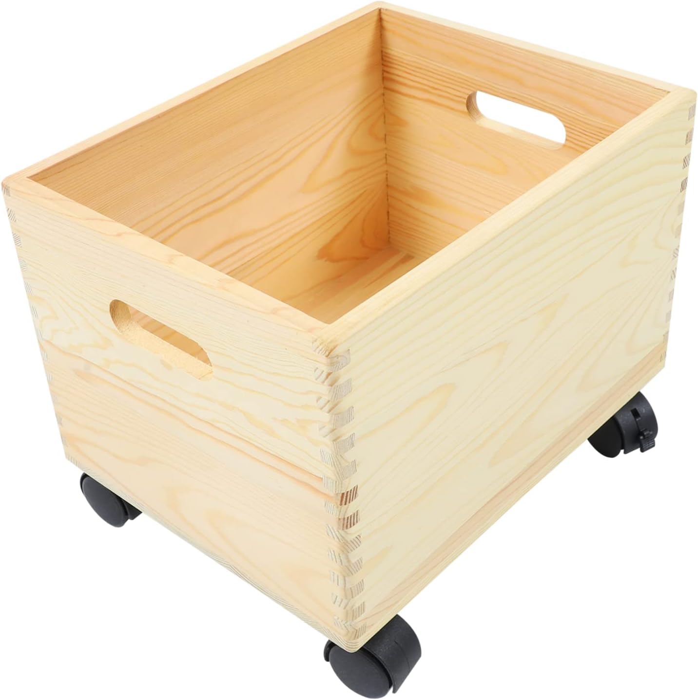 Wooden Storage Box Wheels Large Capacity Organizer Brown Outdoor Storage Case Multi-functional Crate
