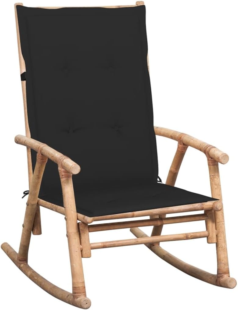 Rocking Chair with Cushion Bamboo Outdoor Furniture, Outdoor Chairs