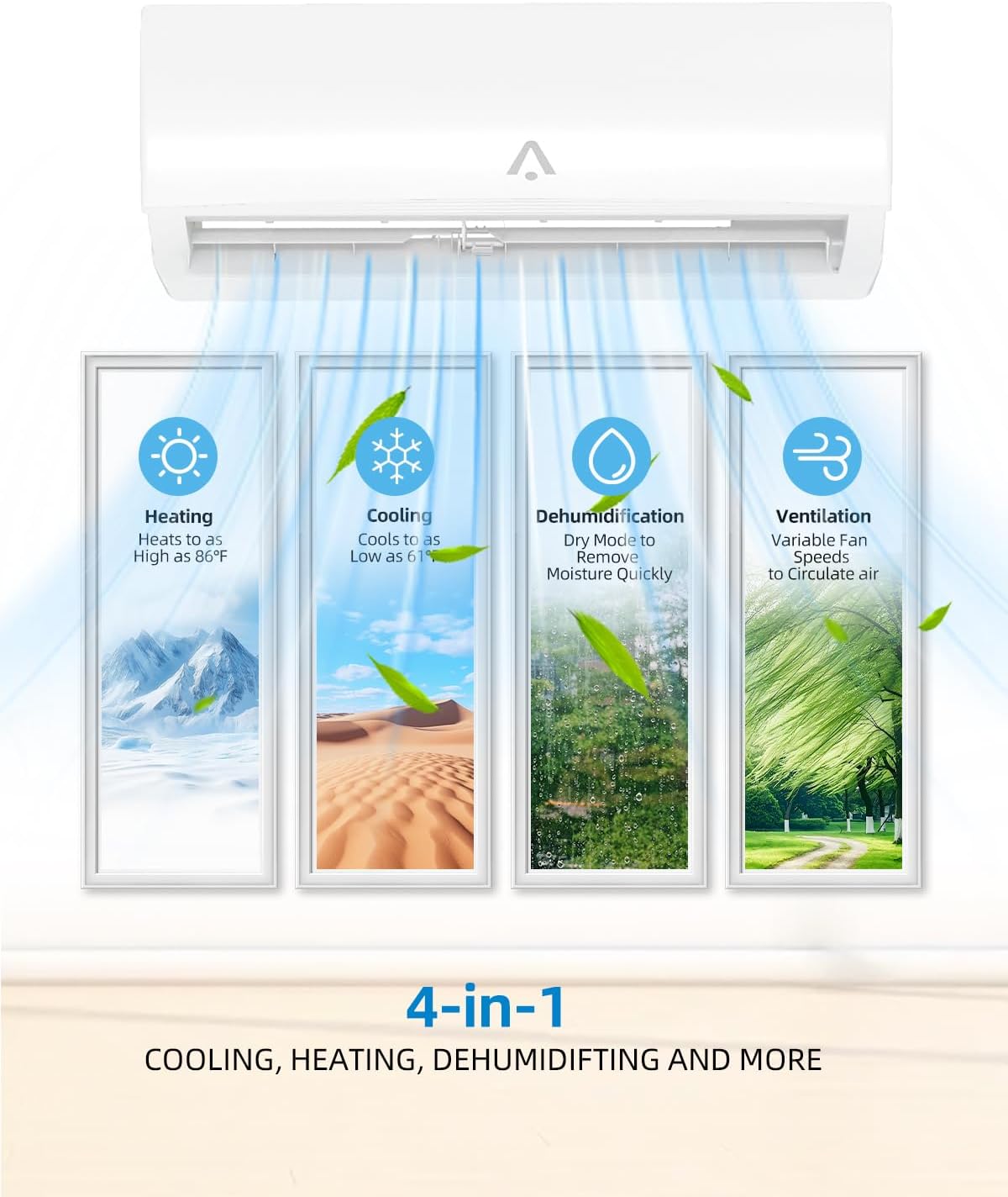 24000 BTU Dual Zone Mini Split Air Conditioner, 20 SEER2 12000+12000 BTU Wifi Enabled Multi Zone Ductless,160 Sq.Ft Cooling/Heating,Smart Inverter, Installation Kit, White