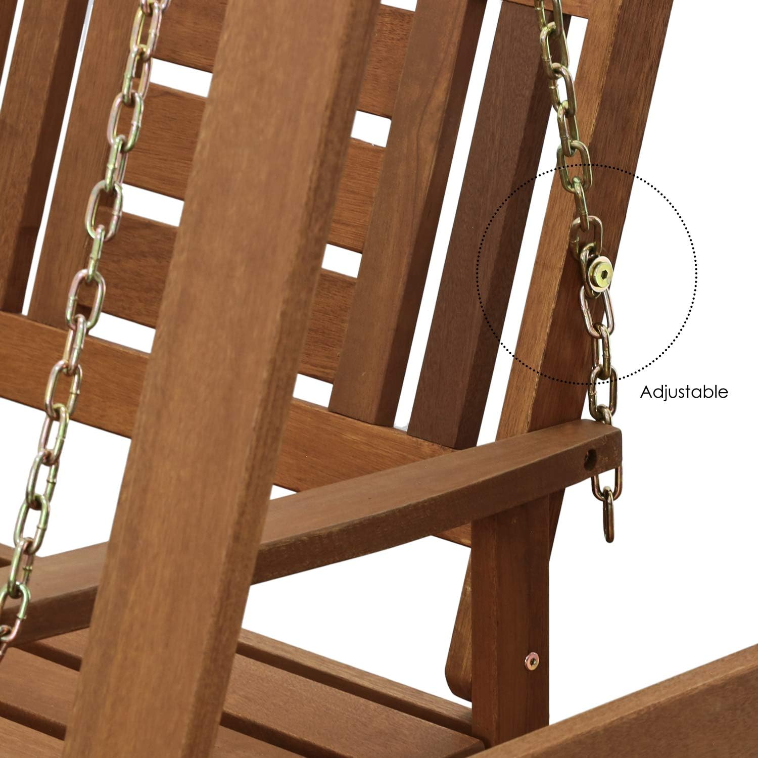 Furinno Tioman Hardwood Patio / Garden / Outdoor 4ft Porch Swing, 2 Seater with Stand, Natural