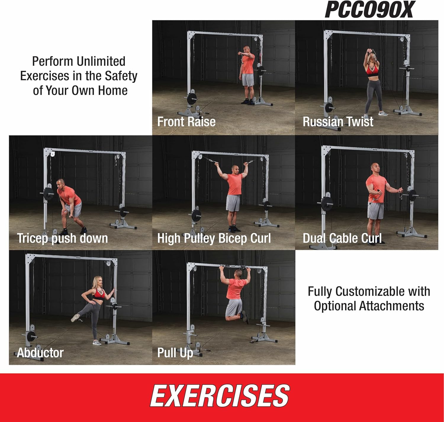 Body-Solid Best Fitness Functional Trainer Cable Machine, Full Body Workout Weight Stacks, Chest and Shoulder Exercise Home Gym LAT Pulldown Machines with 190lb Weights Stack, Midnight Black