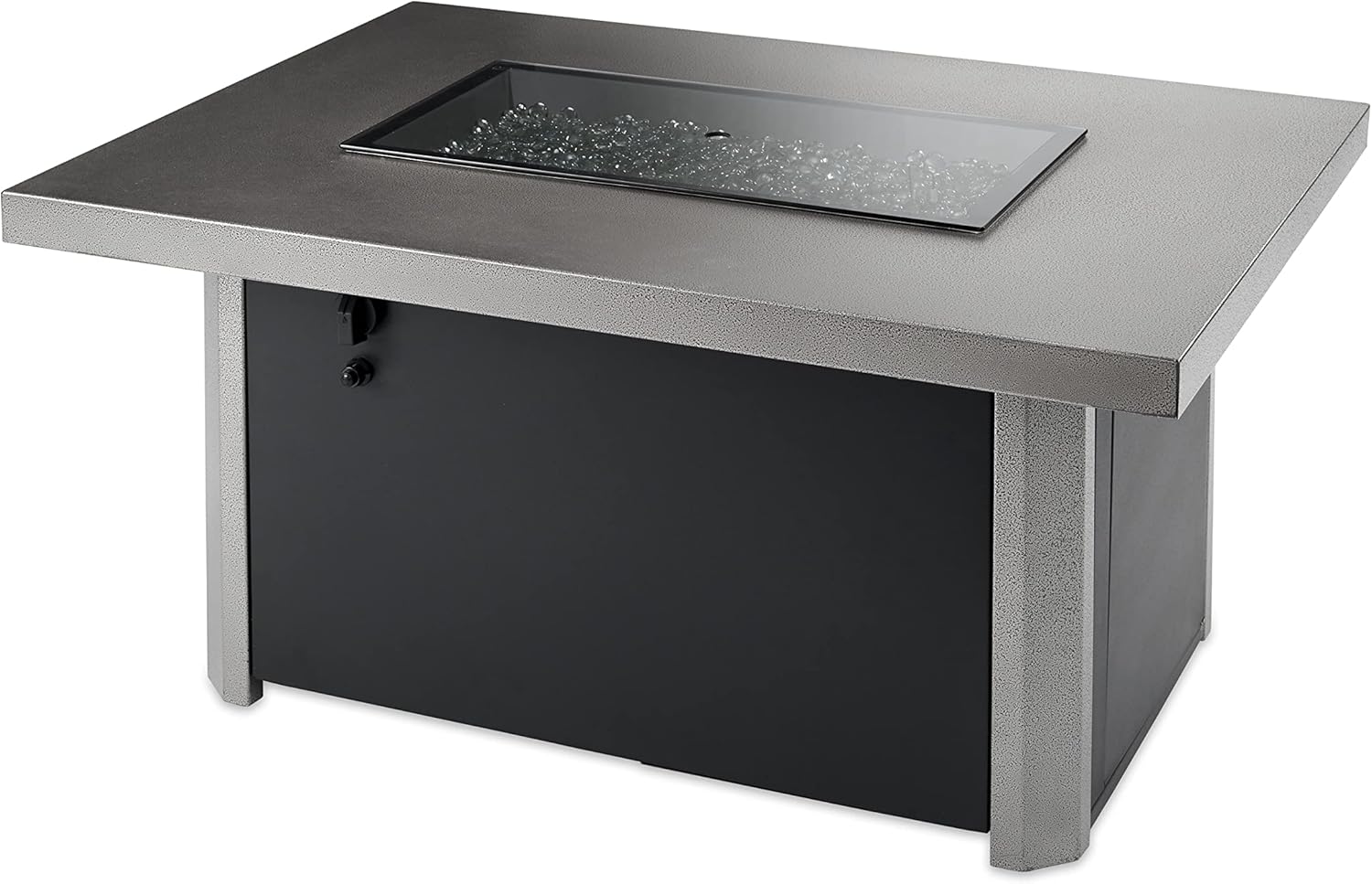 Outdoor GreatRoom Co Propane Fire Pit Table - Caden Gas Fire Pits for Outside Patio - 44 Inch Rectangular Galvanized Steel Firepit Fire Table with Clear Gems, 55,000 BTU