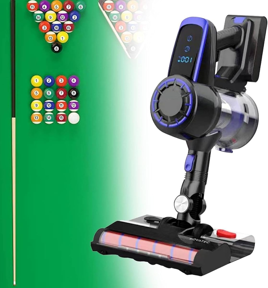 Billiard Table Cloth Cleaner, 22kpa 240w Pool Table Cleaner, Cordless Billiard Cloth Vacuum Cleaner, Mount Charging Pool Table Cloth Brush Cleaner Kit for Billiard Halls Blue