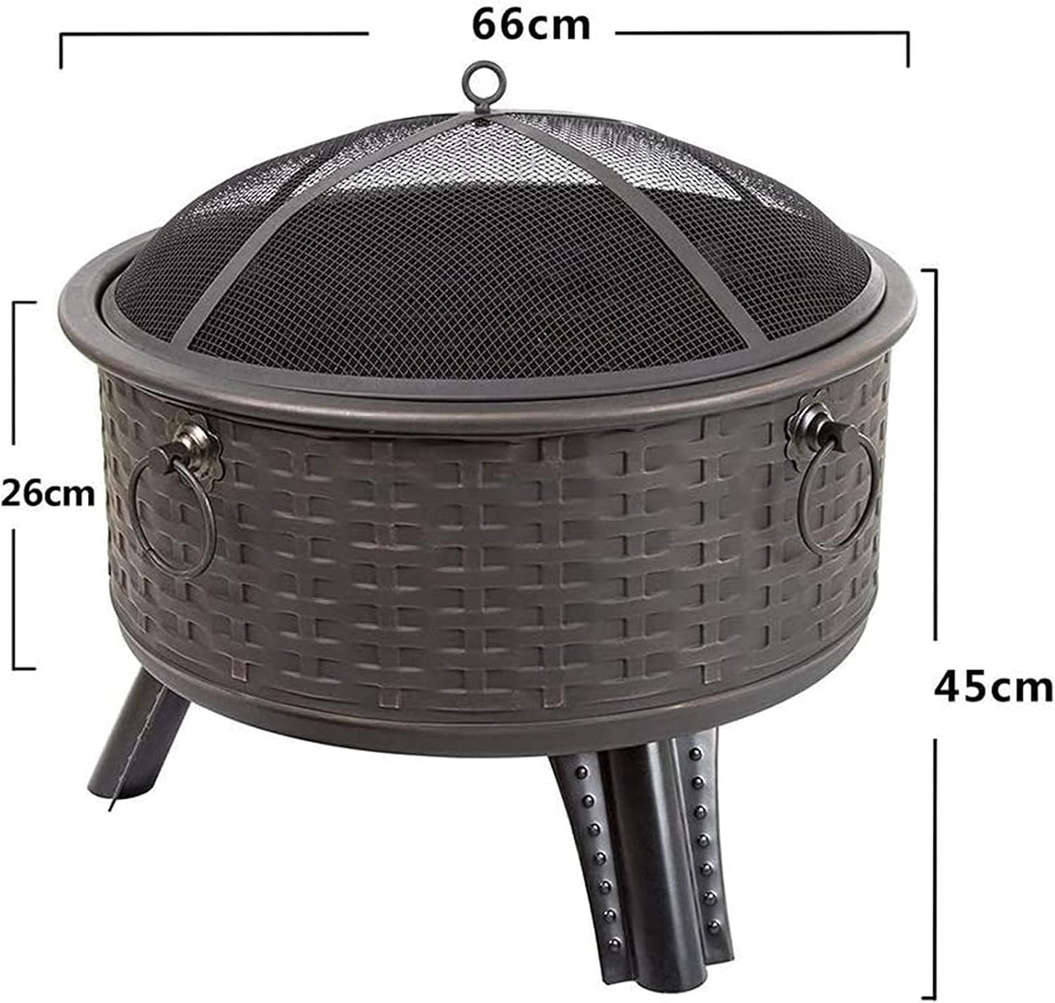 Garden Fire Pit Grill Bowl Grill Barbecue Rack Fire Pits for Outdoor Fire Pits Fire Bowl with Grill & Cover & Poker Camping BBQ Brazier Wood Charcoal Patio Heater for Log Burning Fireplace