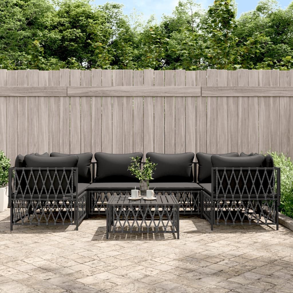 Furniture Sets 7 Piece Patio Lounge Set with Cushions Anthracite Steel,Durable Patio Lounge Set: Comfort and Style for Outdoor Relaxation Garden Conversation Sets