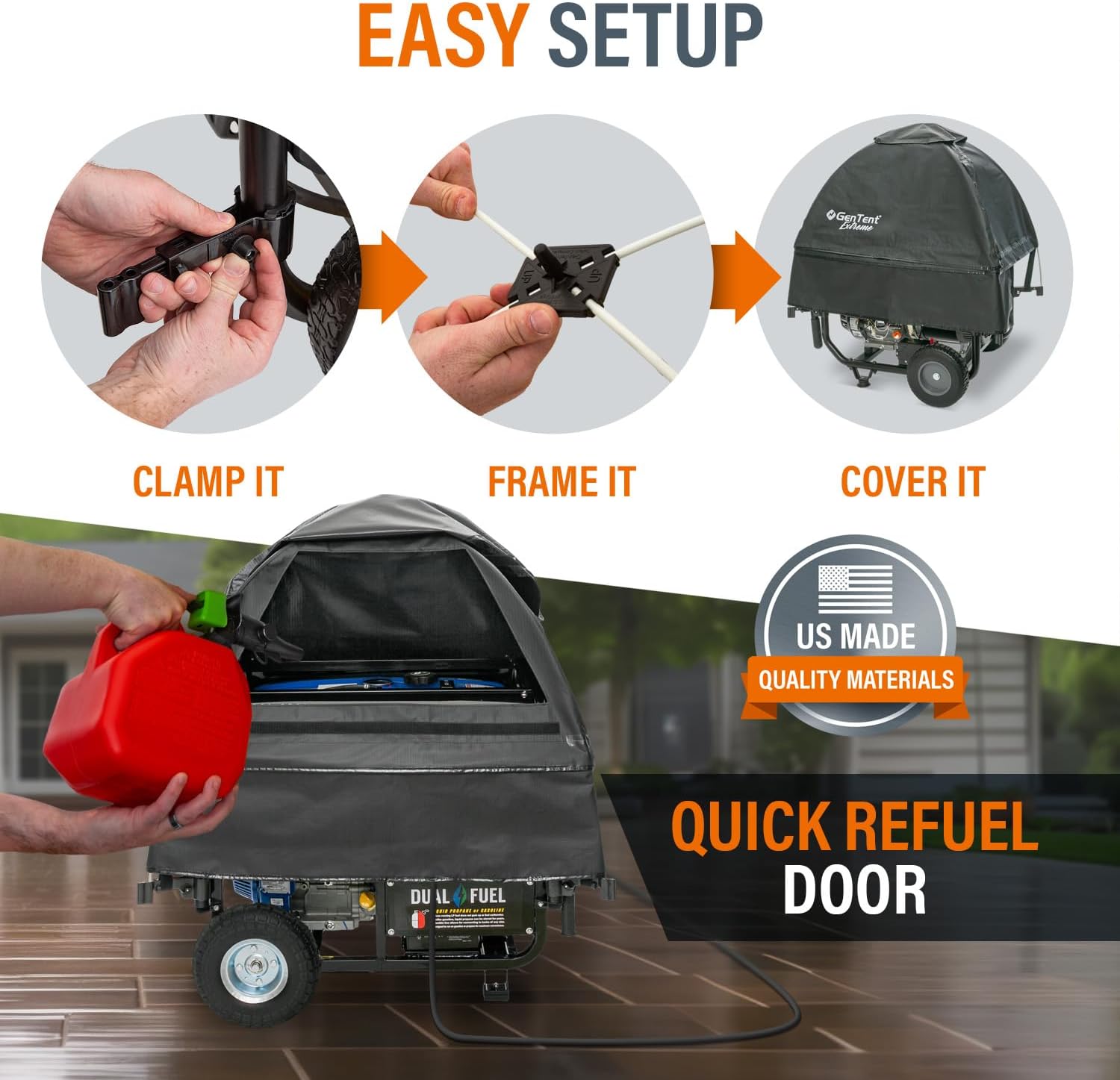 GenTent Generator Running Cover - Universal Kit (Extreme, Black) - for Open Frame Portable Generators