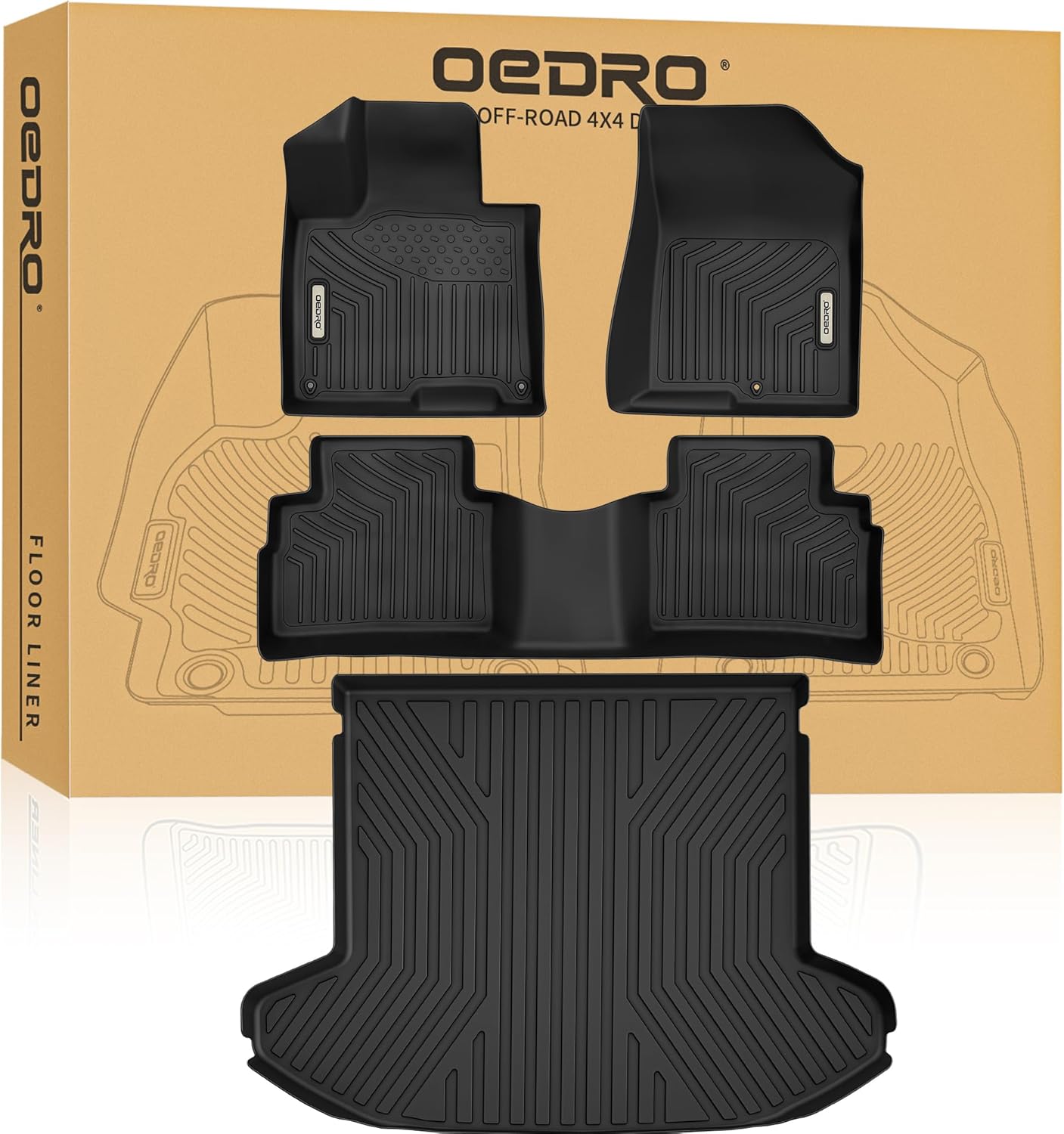 OEDRO Floor Mats for 2023-2026 Kia Sportage (Not for Hybrid), TPE All Weather Custom Fit for Kia Sportage Floor Liners Cargo Liner Waterproof Interior Accessories Car Mats Set, Black