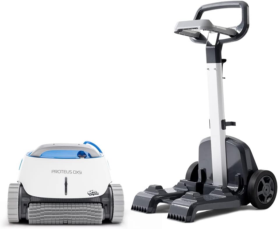 Dolphin Proteus DX5i Wi-Fi Automatic Robotic Pool Vacuum Cleaner Includes Caddy for Easy to Transport and Store, Ideal for In-Ground Pool up to 50 FT in Length
