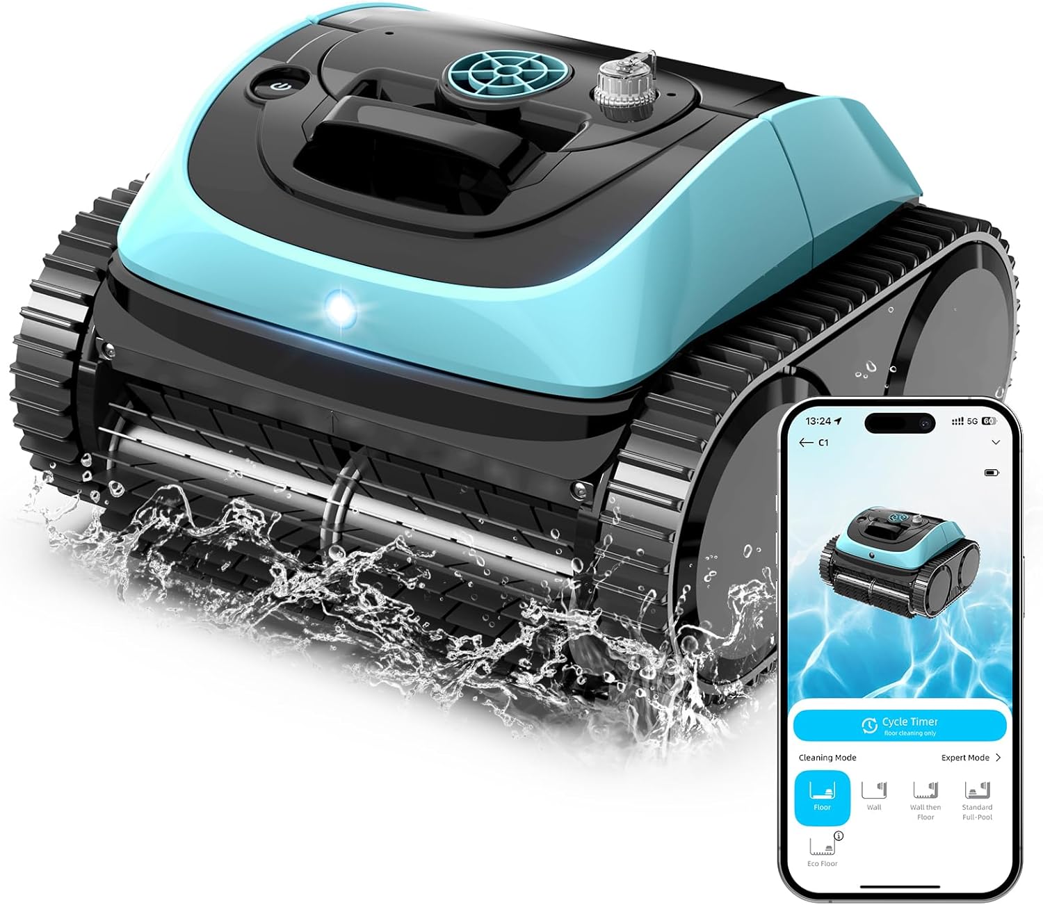 WINNY POOL CLEANER Pool Vacuum for Inground Pools, Cordless Robotic Pool Cleaner, Wall and Waterline Cleaning, Intelligent Route Planning, 150 min Runtime, for Pools up to 1,600 Sq.ft