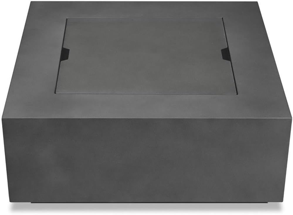 Home Square 2-Piece Set with Square Propane Fire Table and Fire Glass