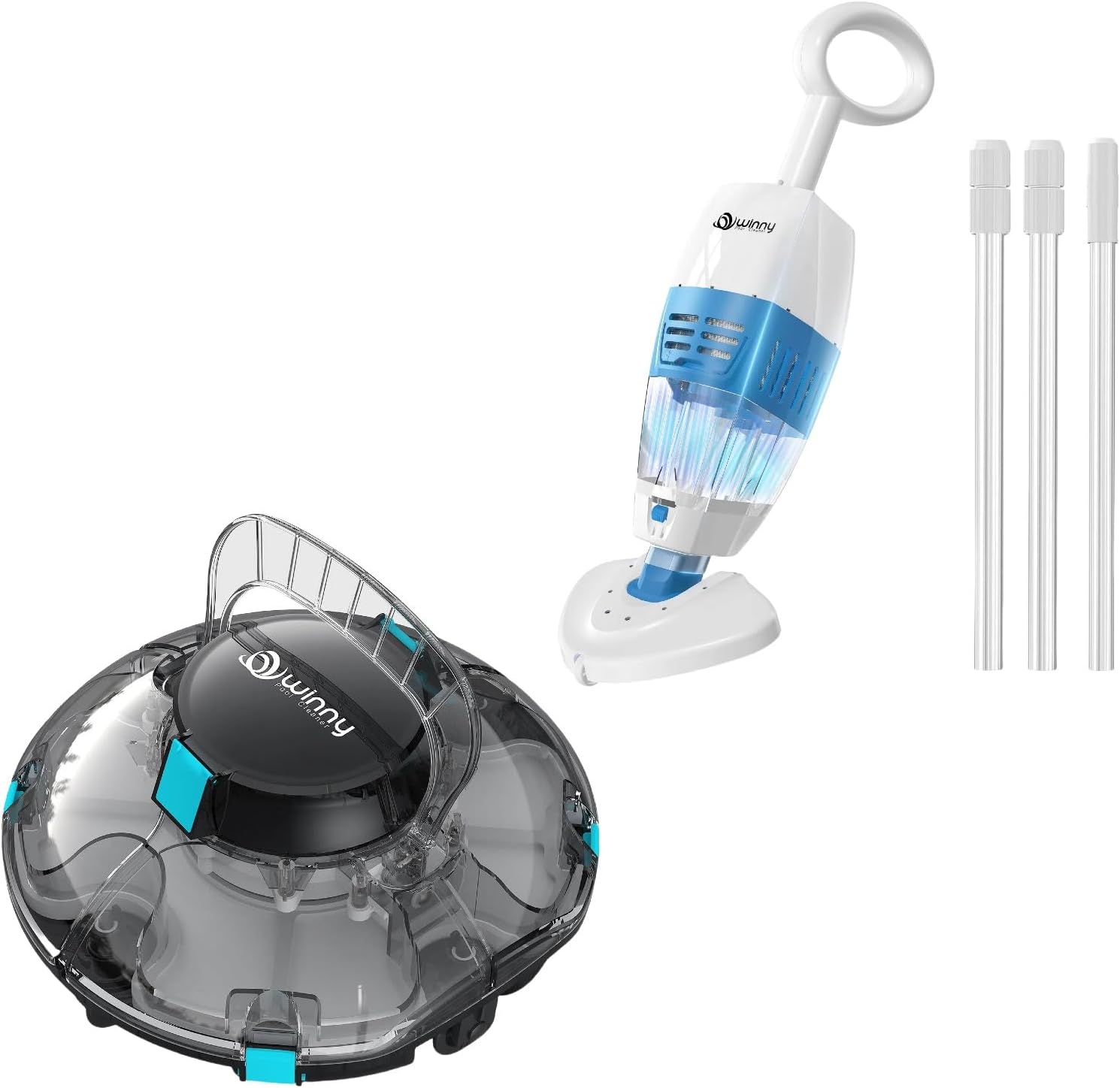 2-in-1 Pool Cleaning Bundle – Cordless Rechargeable Vacuum + Robotic Pool Cleaner with Self-Parking