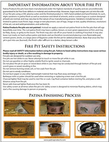 Patina Products F240 Penn State Steel Outdoor Fire Pit - 24 x 24 x 11 inch - Natural Rust Patina Finish