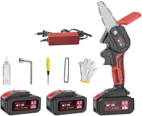 Mini Chainsaw Cordless 4Inch 21V Powerful Electric Chainsaw with Battery | Handheld Lightweight Mini Chainsaw for Garden Bush Branch Pruning Wood Cutting (Size : 10000mAh) ()