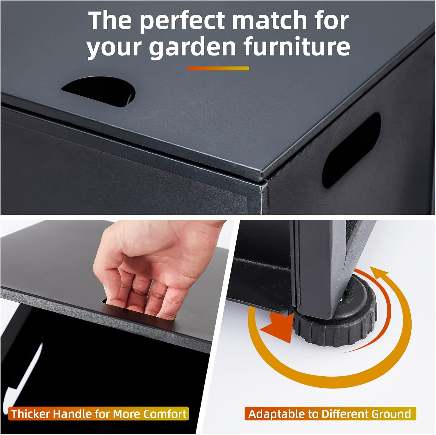 Propane Tank Cover Table for Gas Fire Pits, 16-Inch - Stylish Hideaway Table for Outdoor Living Space, Fits 20-Pound Tanks, Black