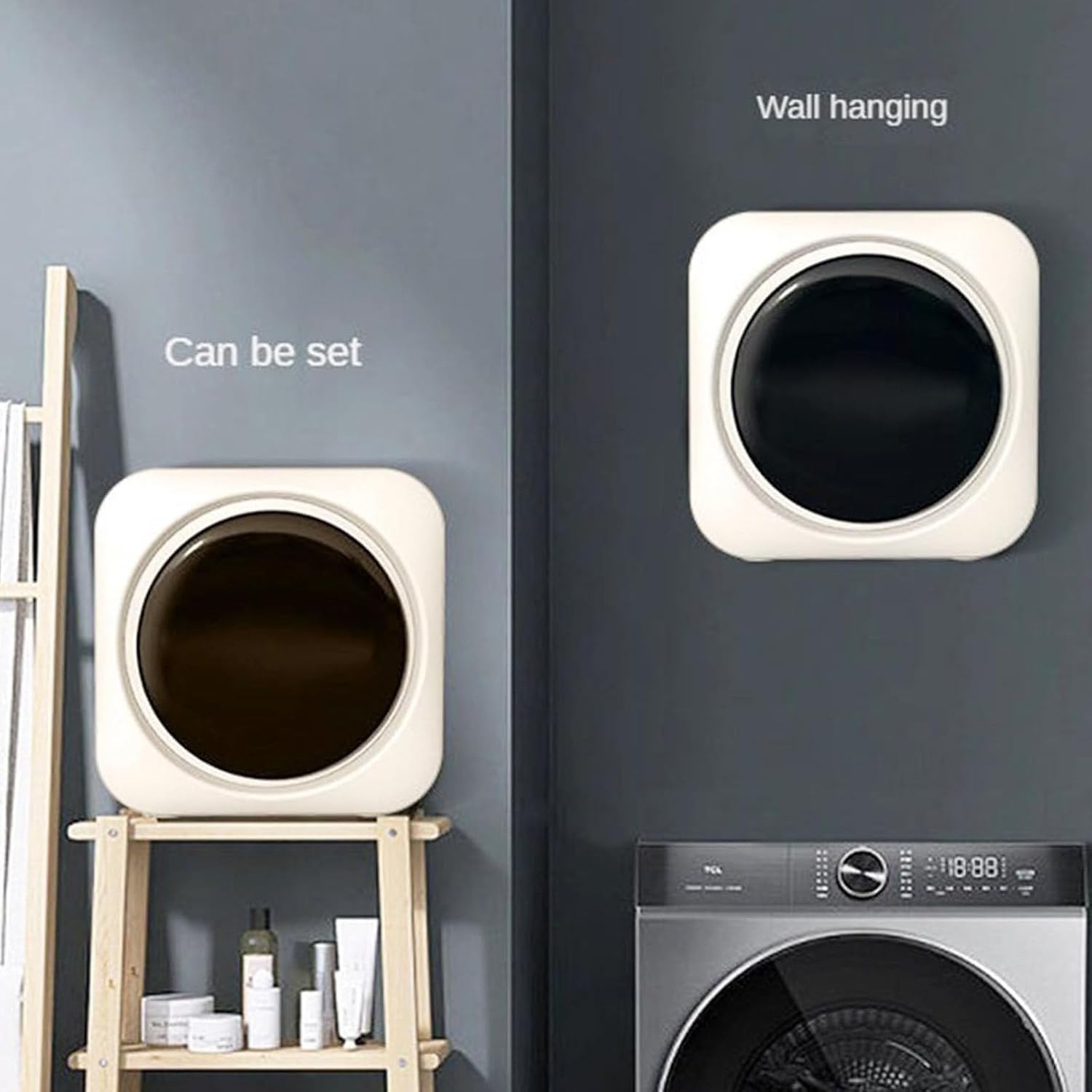 Mini Fully Automatic Washing Machine, Smart Drum Washing and Drying, Wall-mounted/desktop Integrated Washing Machine, Front-loading Small Dryer (Wallhanging)