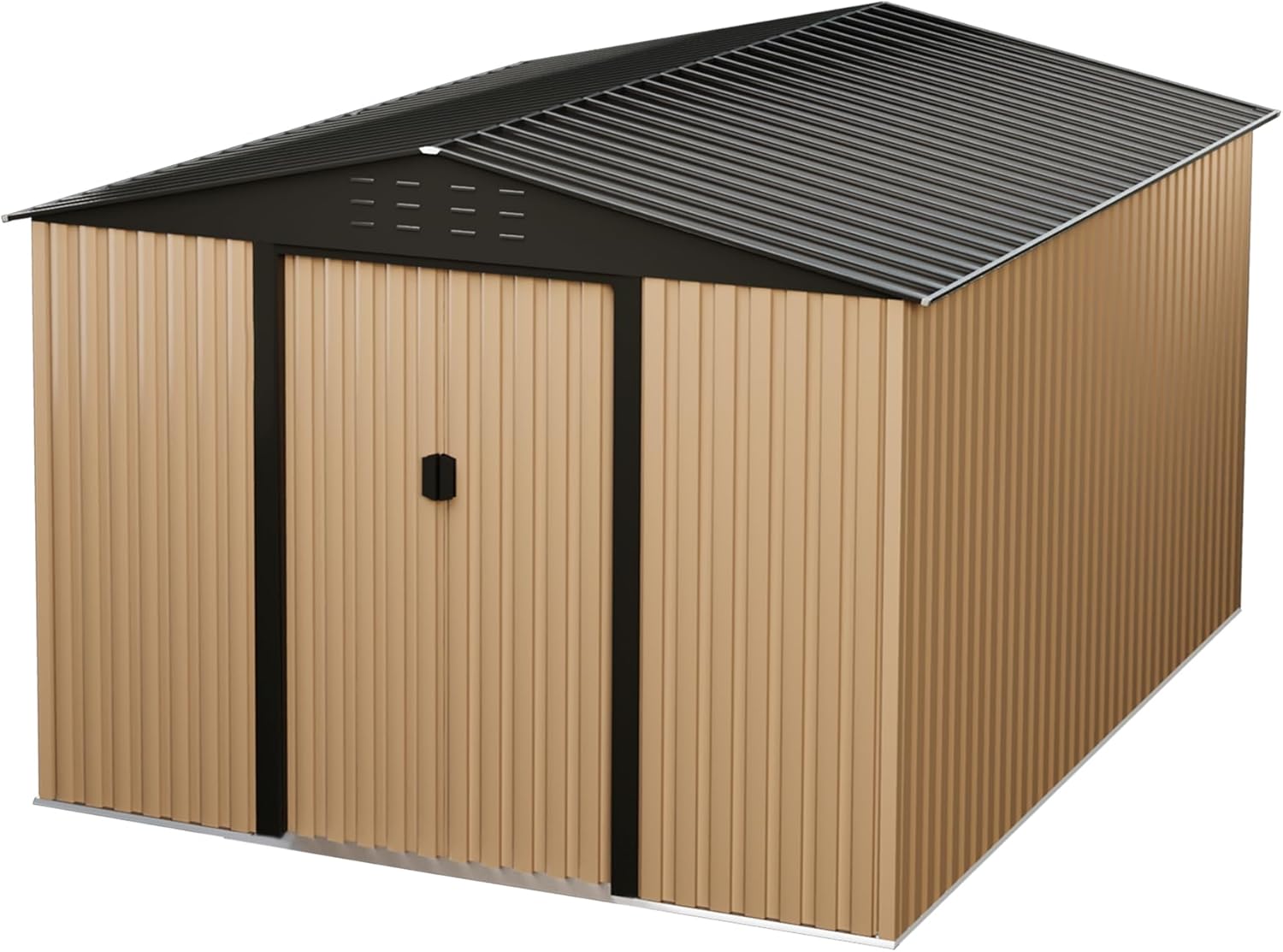 10x8FT Outdoor Storage Shed, Heavy Duty Garden Tool Storage Shed Durable Water-Resistant Galvanized Steel, Sloping Roof Design, Lockable Door, Weatherproof Metal Storage House for Backyard, Garden