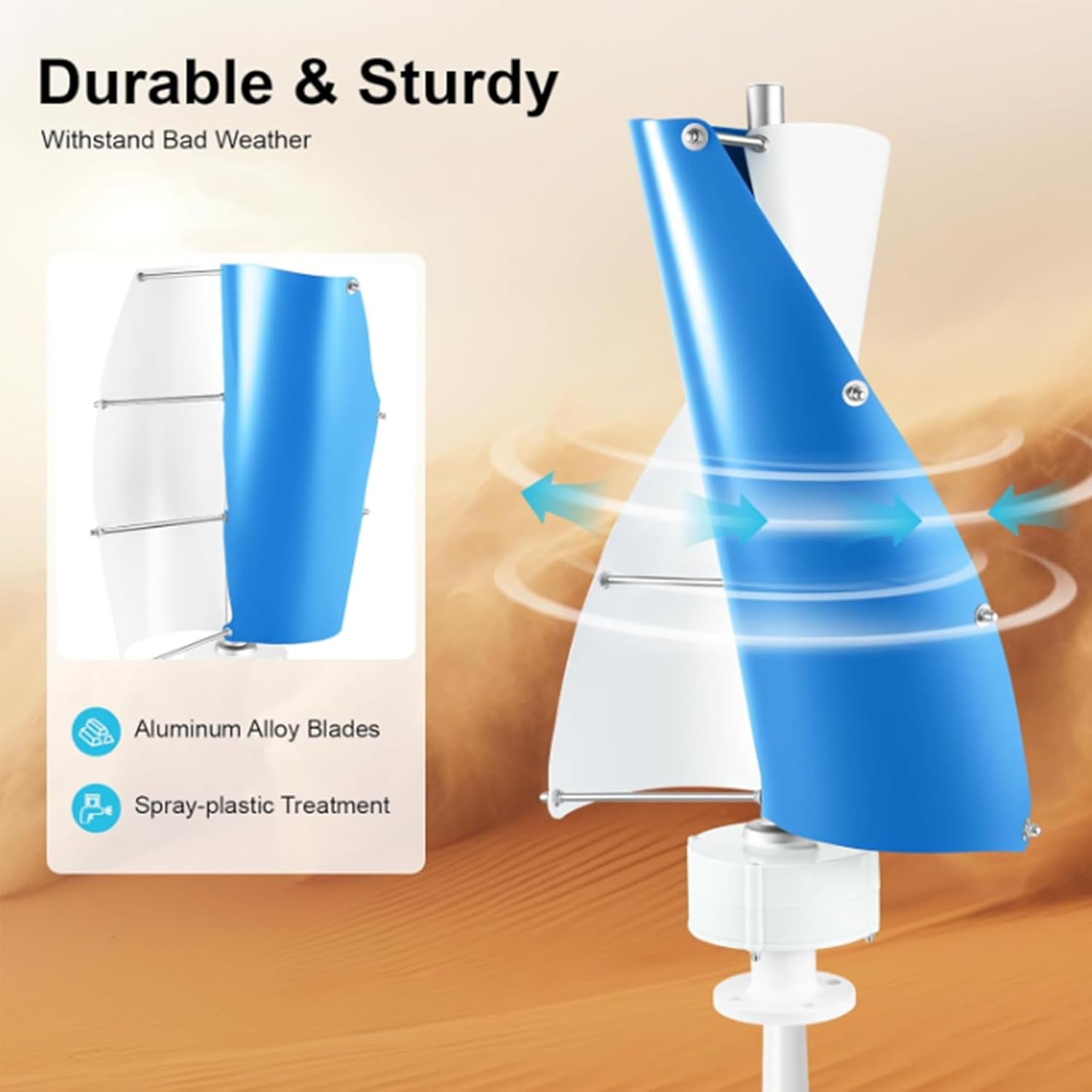 14000W Vertical Axis Wind Turbine Generator Kit for Hybrid Solar System, 12V-220V Permanent Magnet Generator with Controller (Low-Noise) 48V