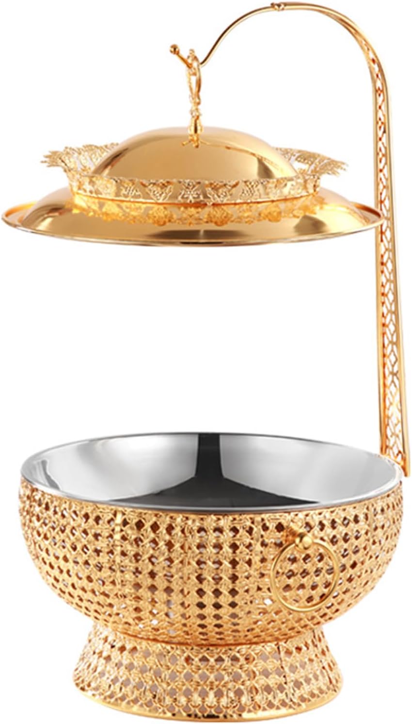 Chafing Dishes for Buffet, 8L Round Stainless Steel Food Warmers Pan with Hanging Lids, for Heating and Cooling, Parties Buffet Catering Events Dinners