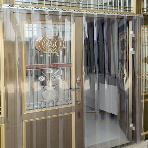 Walk in Cooler Plastic Strip Door Curtain, Transparent PVC Curtain Quarantine Area for Air Conditioner Room, Kitchen Decor Curtain, Easy to Install(195x400cm/76.77x157.48in)
