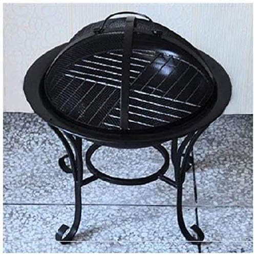 Garden Fire Pit Portable Grill Barbecue Rack Outdoor Fire Large Bonfire Wood Burning Patio Coal Grill Firepit for Grill Charcoal Grill with Spark Screen with Cover BBQ Cooking for Camping S ()