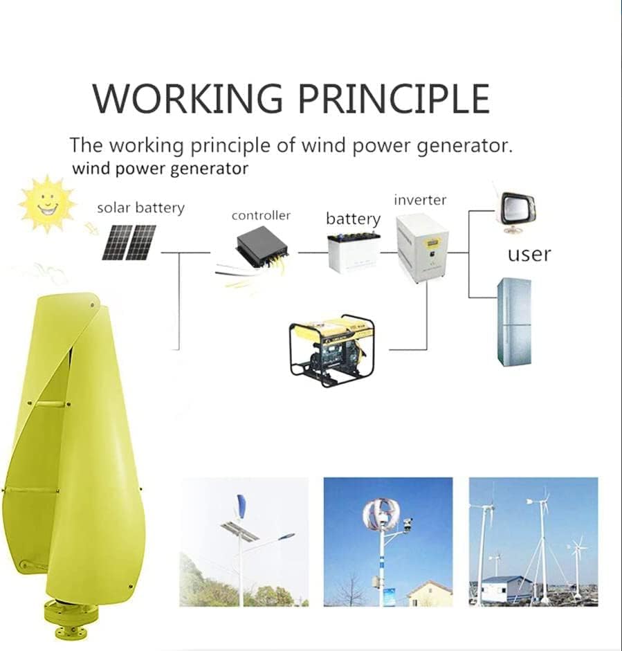 LiuSj JUnSt Vertical Wind Power Turbine Generator, 8000W Helix Magnetic Levitation Axis Windmill 2 Blades with Charge Controller MPPT Small Wind Turbine Generator Kit