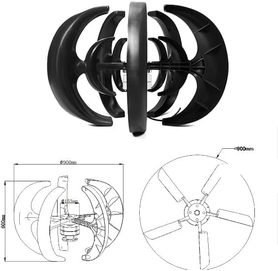 CHRISK Wind Turbines Generator Kit 9000W 12V 24V 48V 220V Lantern 5 Blades Low Noise Lanterns Wind Turbine Generator Kit