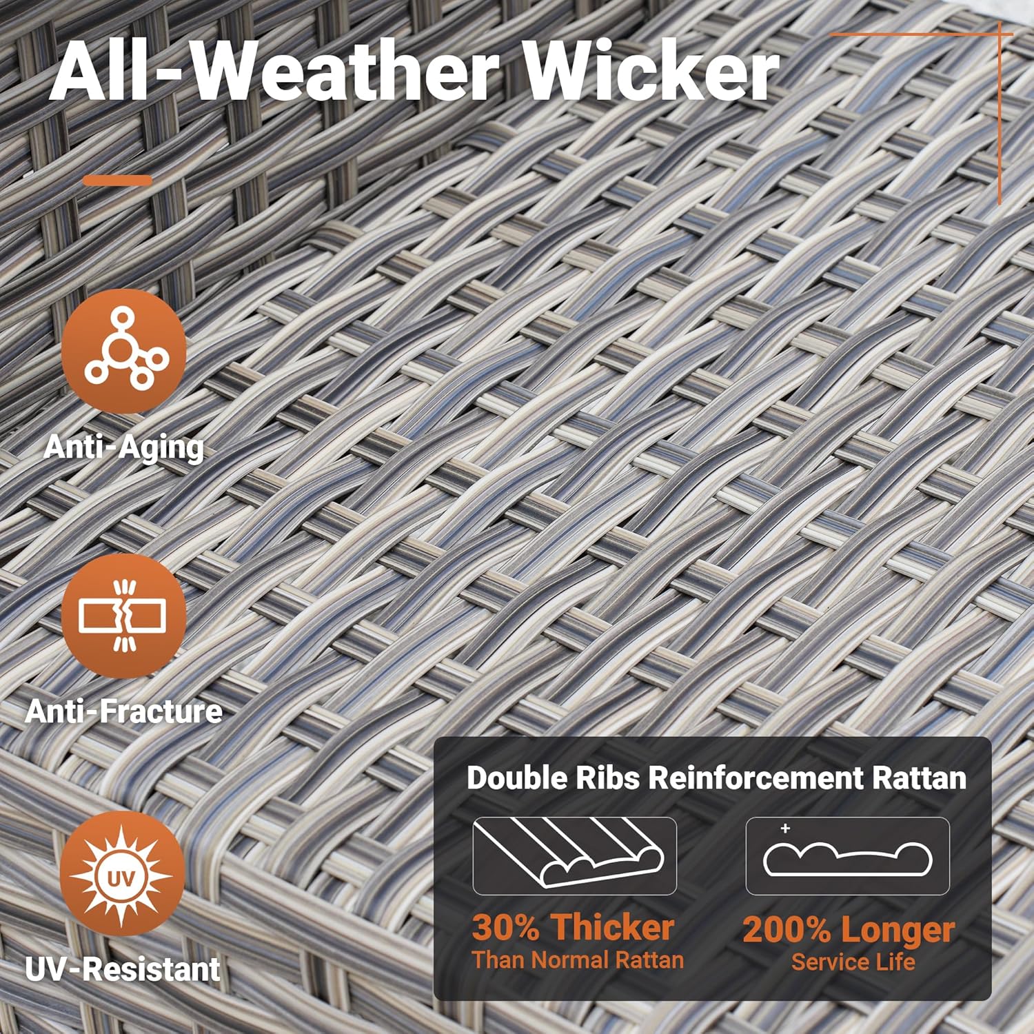 ovios 10 Piece Patio Sectional Furniture with 42