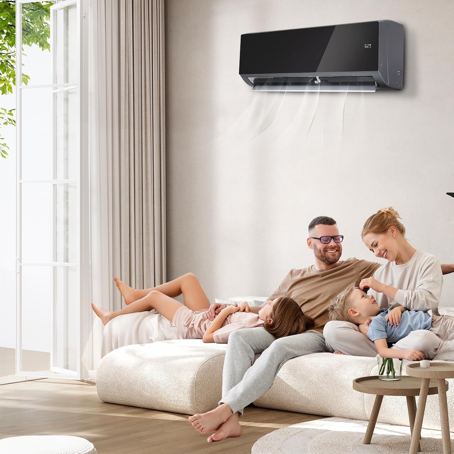 Bonnlo 12000 BTU Mini Split Air Conditioner & Heater, 21 SEER2 115V Inverter Ductless Wall AC Unit for Rooms up to 550 Sq. Ft with Pre-Charged Condenser, Heat Pump & Installation Kit (Black)