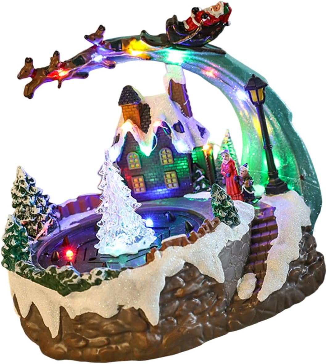 Holiday Whirling Water Sprinkler Musical Box with LED Radiance & Festive Deck Design LED Musical Spring for Christmas