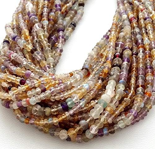 13 inch natural beads strand of 2.5-3mm faceted rondelle multi gemstone gemstone beads for DIY jewelry - necklace, bracelet, earring, ring.