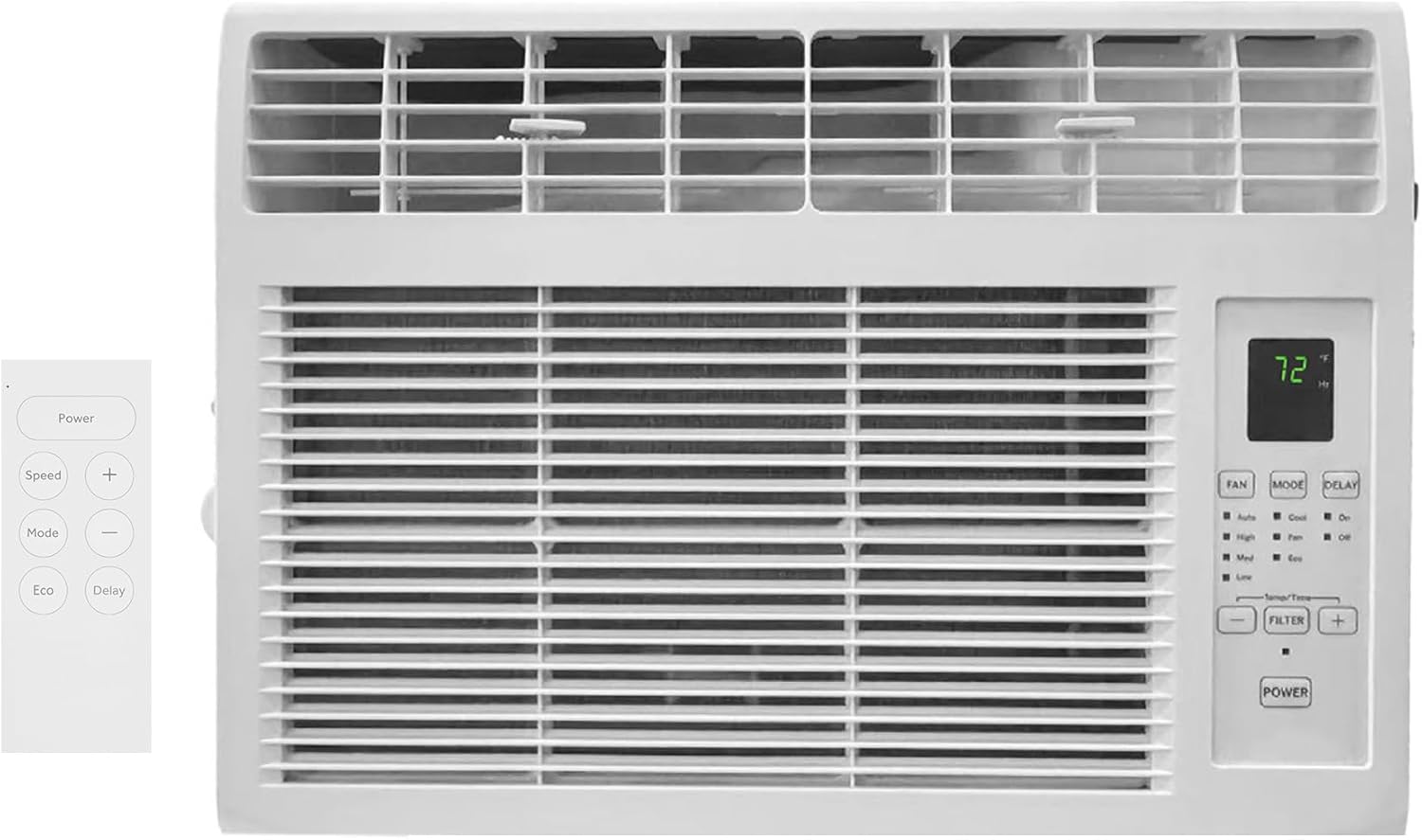 Bonnlo 6000BTU Window Air Conditioner with Remote and 24H Timer, Window AC Unit with ECO Mode and 4 Fan Speed, Cools up to 250 Sq. Ft., Easy Installation for Home Bedroom Apartment Office 115V