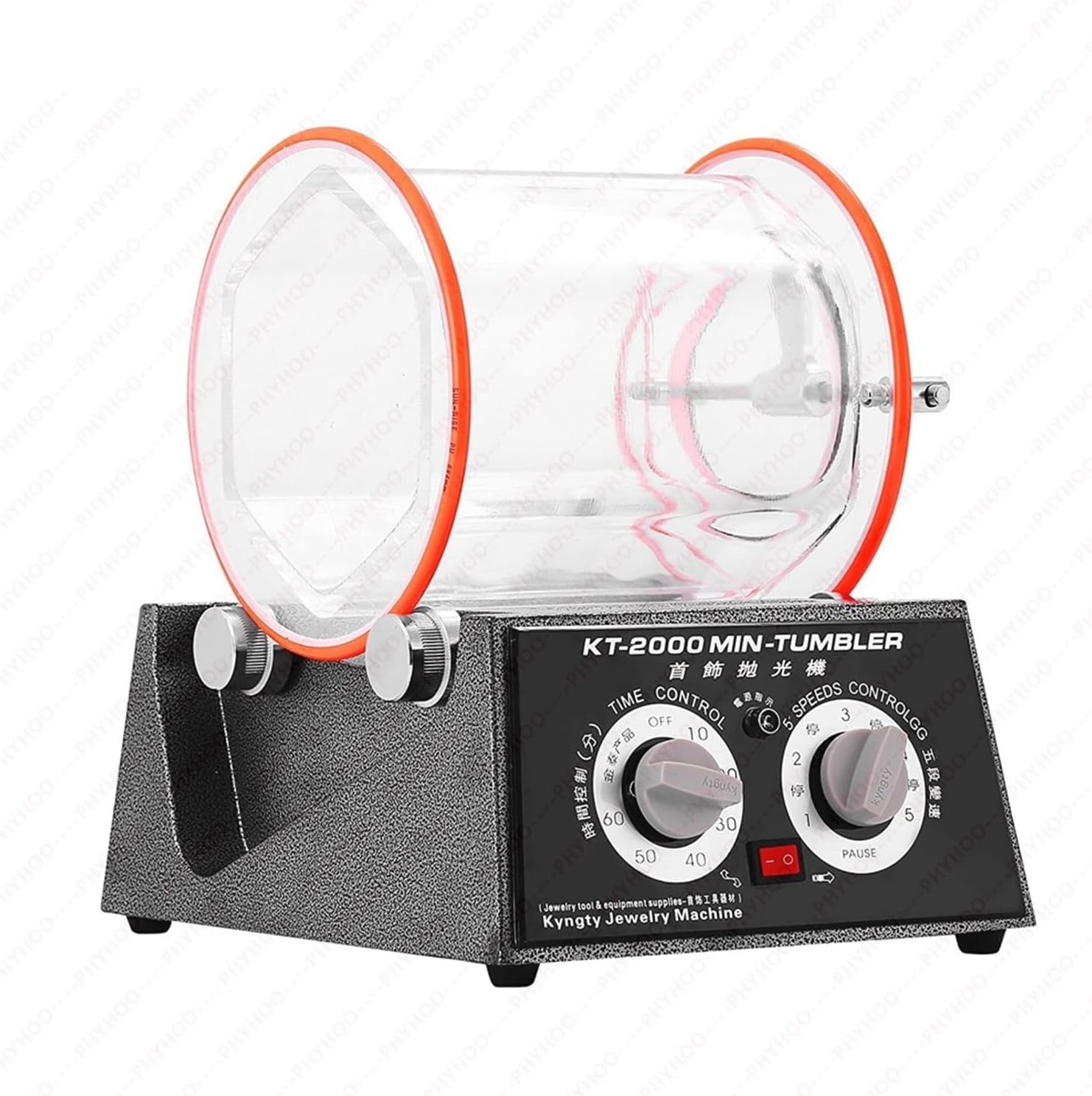 KT2000 Rotary Jewelry Polisher Tumbler Bead Surface Cleaner Drum Polisher With Bevel Timer 5kg For Beginners DIY Use