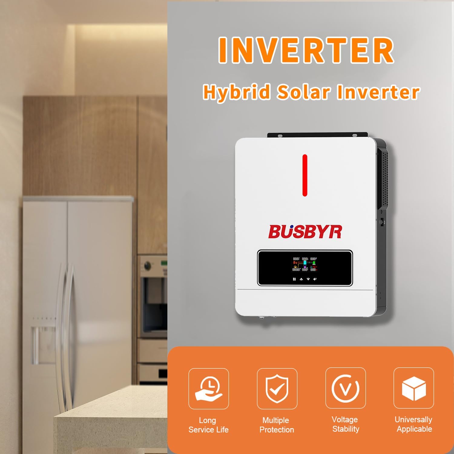 3600W Hybrid Solar Inverter with WiFi, 24V DC to 110V AC Pure Sine Wave, 120A MPPT Controller, Solar & Generator Input, for Home Backup RV Off-Grid