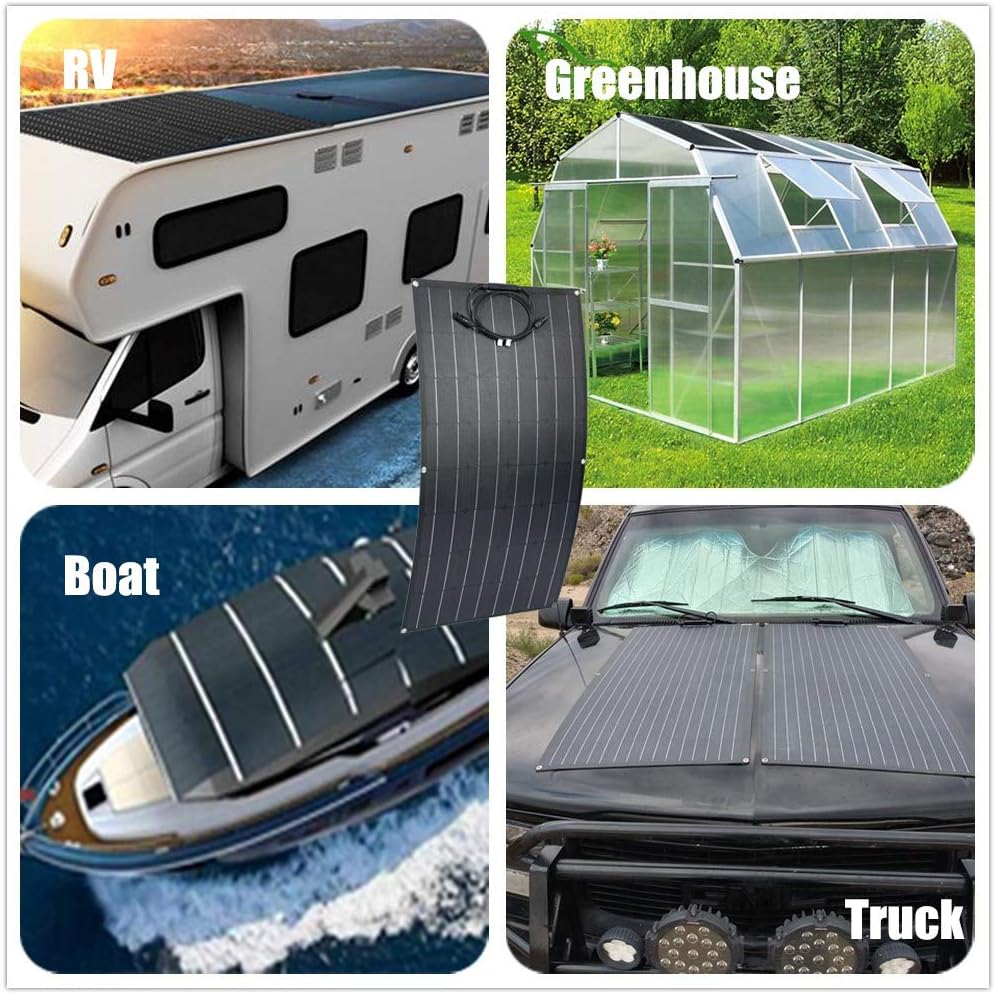 300W Solar Wind Power Kit Battery Charging System: 100W Wind Turbine Generator + 2pcs 100W Flexible Mono Solar Panel(Bump Surface) + Wind Controller + Solar Charge Regulator + Cables